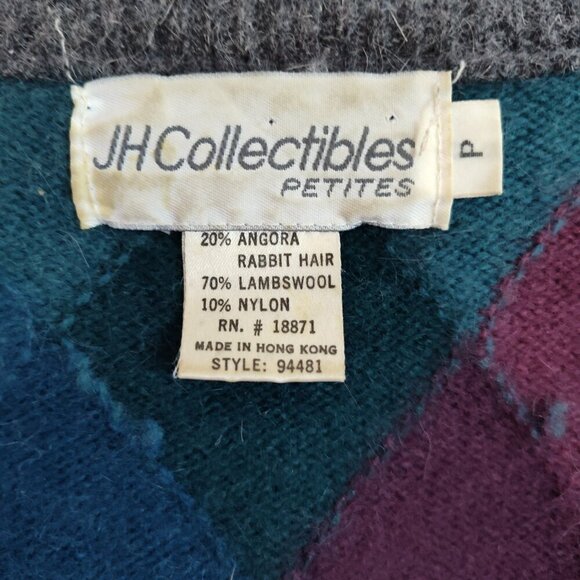 Ladies SZ PP Vintage JH Collectibles Grey/Multi Argyle Sweater - Picture 3 of 3